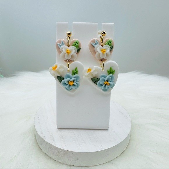 Floral Polymer Clay Drop Earrings for Women - Picture 1 of 3